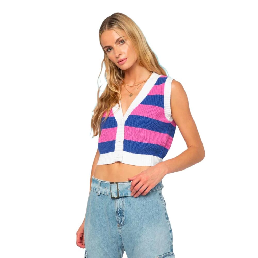 #209 NWT- Central Park West Yasmin Cardigan Vest - Cotton Candy Sz:Sm Ret$136